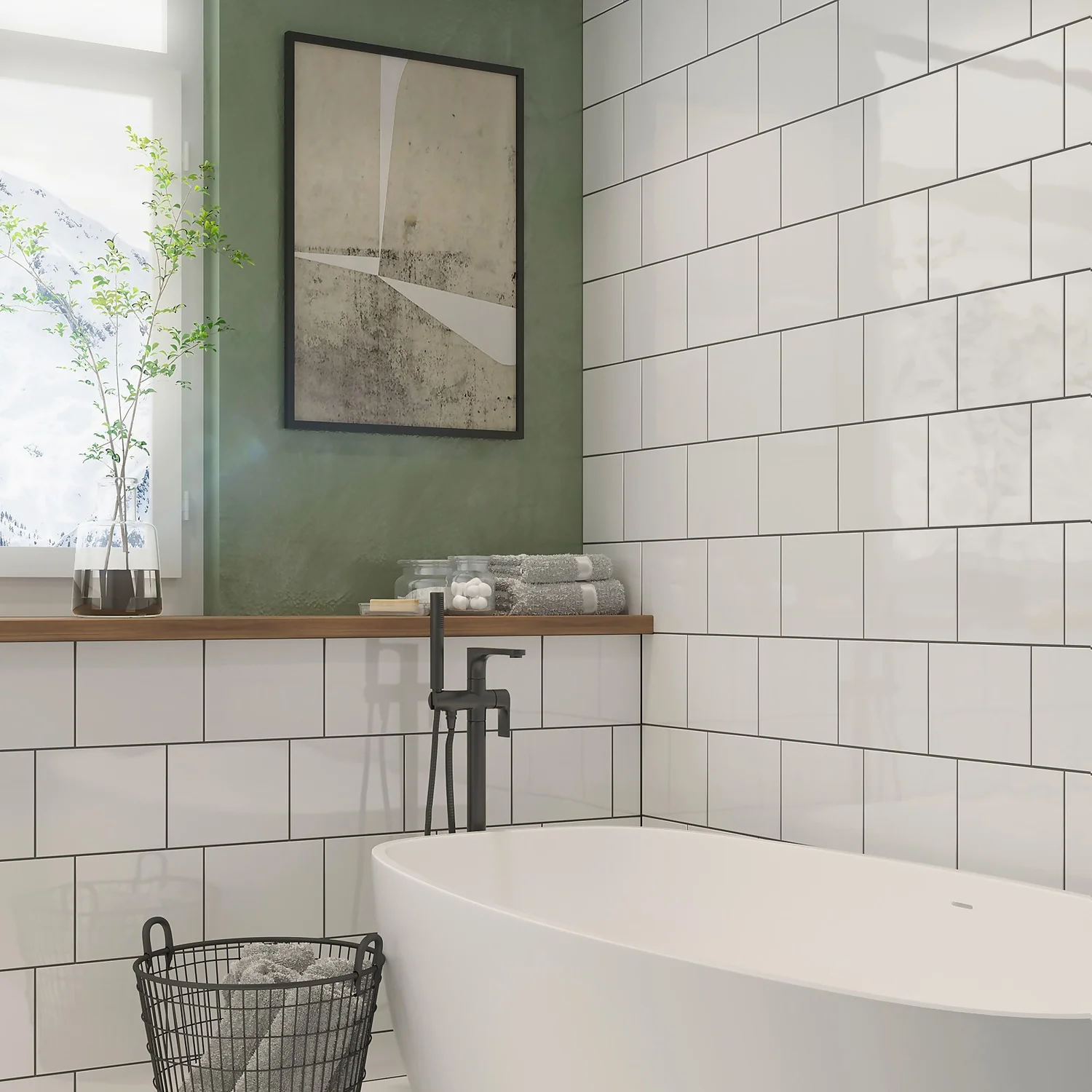 None Plain White Ceramic Wall Tile 250 X 200mm - 1sqm Pack - Image 3