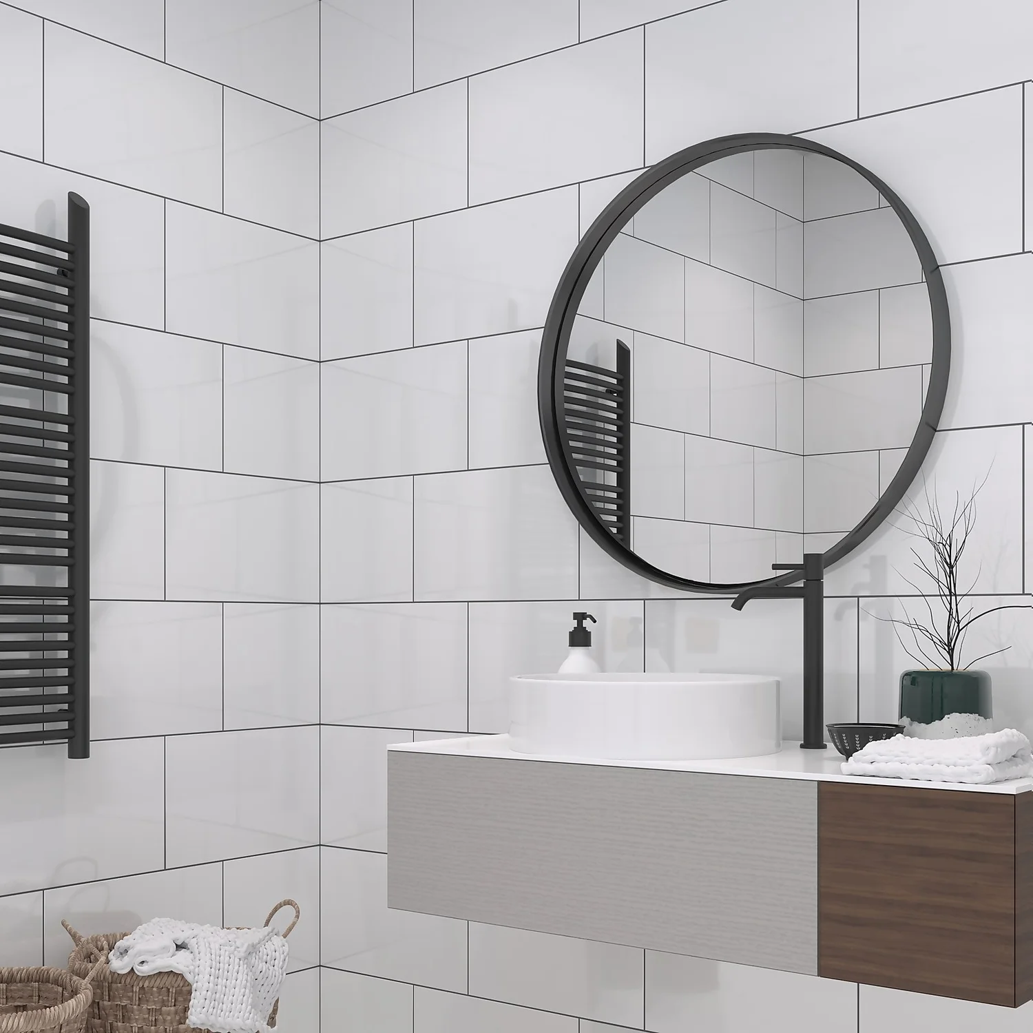 None Plain White Ceramic Wall Tile 250 X 400mm - Image 3