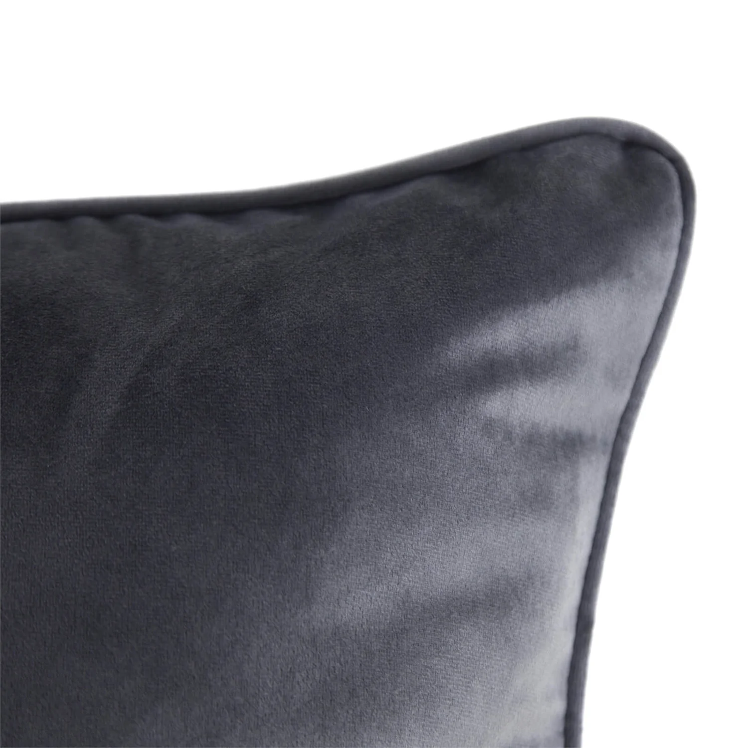 None Large Plain Velvet Cushion - Dark Grey - 58x58cm - Image 3
