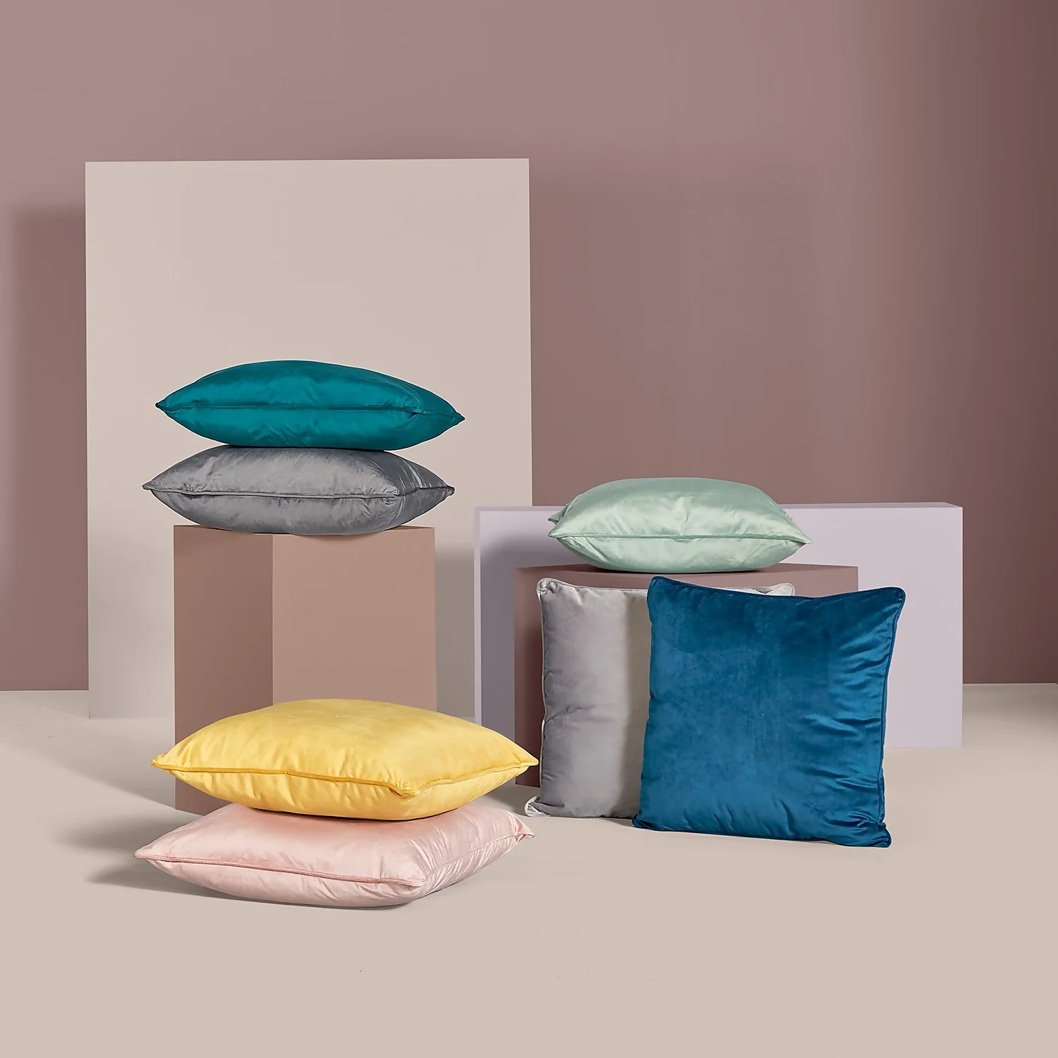 None Large Plain Velvet Cushion - Dark Grey - 58x58cm - Image 2