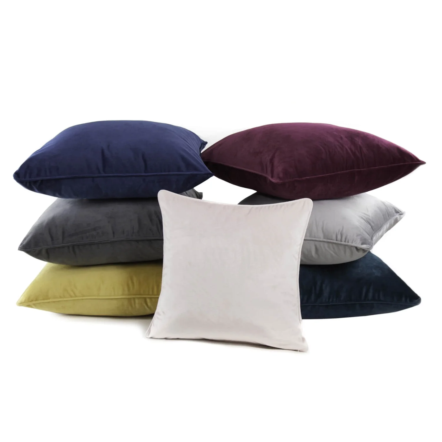 None Large Plain Velvet Cushion - Dark Grey - 58x58cm - Image 5