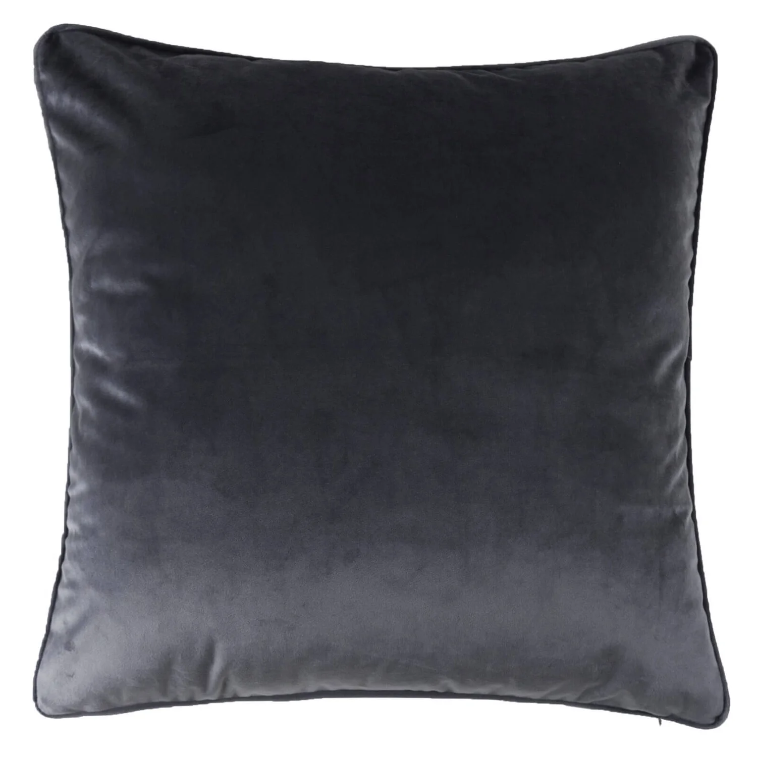 None Large Plain Velvet Cushion - Dark Grey - 58x58cm