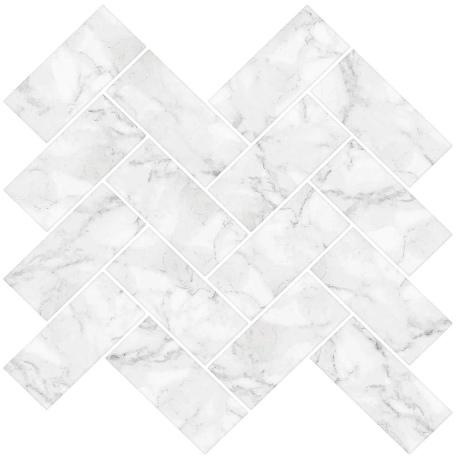 None Herringbone Carrera Peel And Stick Self Adhesive Wall Tiles - Image 2