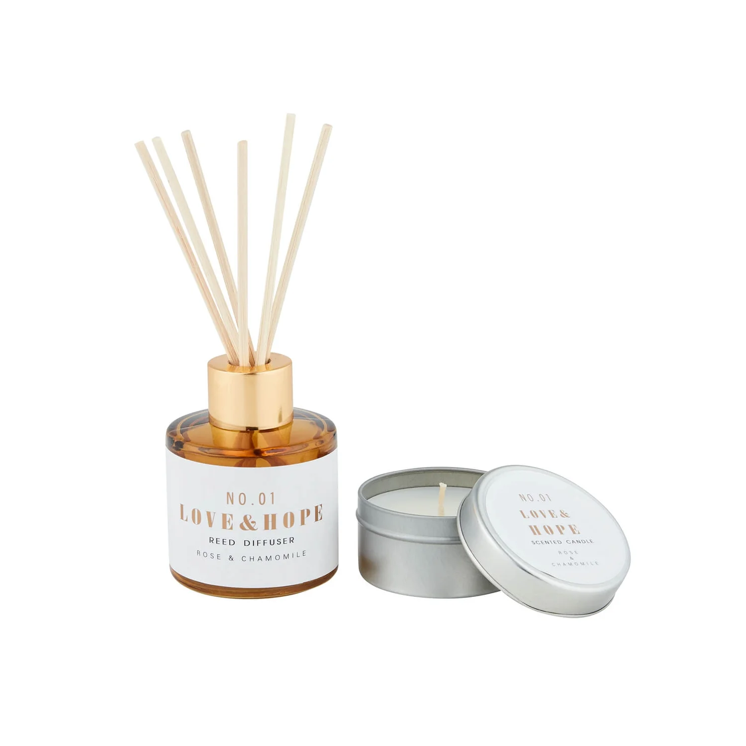 None Rose & Chamomile Diffuser & Tin Candle