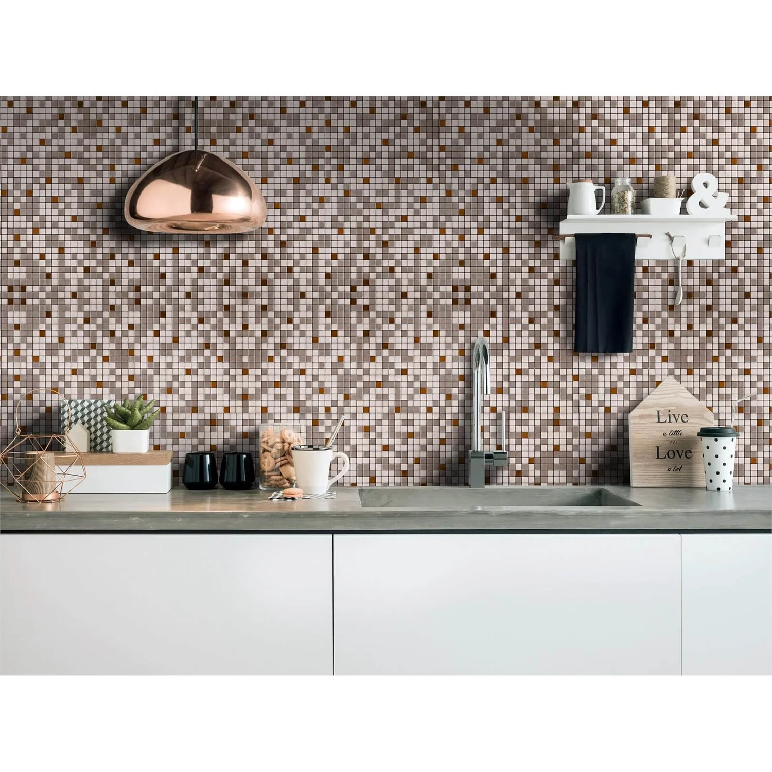 House Of Mosaics Riyadh Bronze Mosaic Tile (Self-Adhesive) - 305 X 305mm