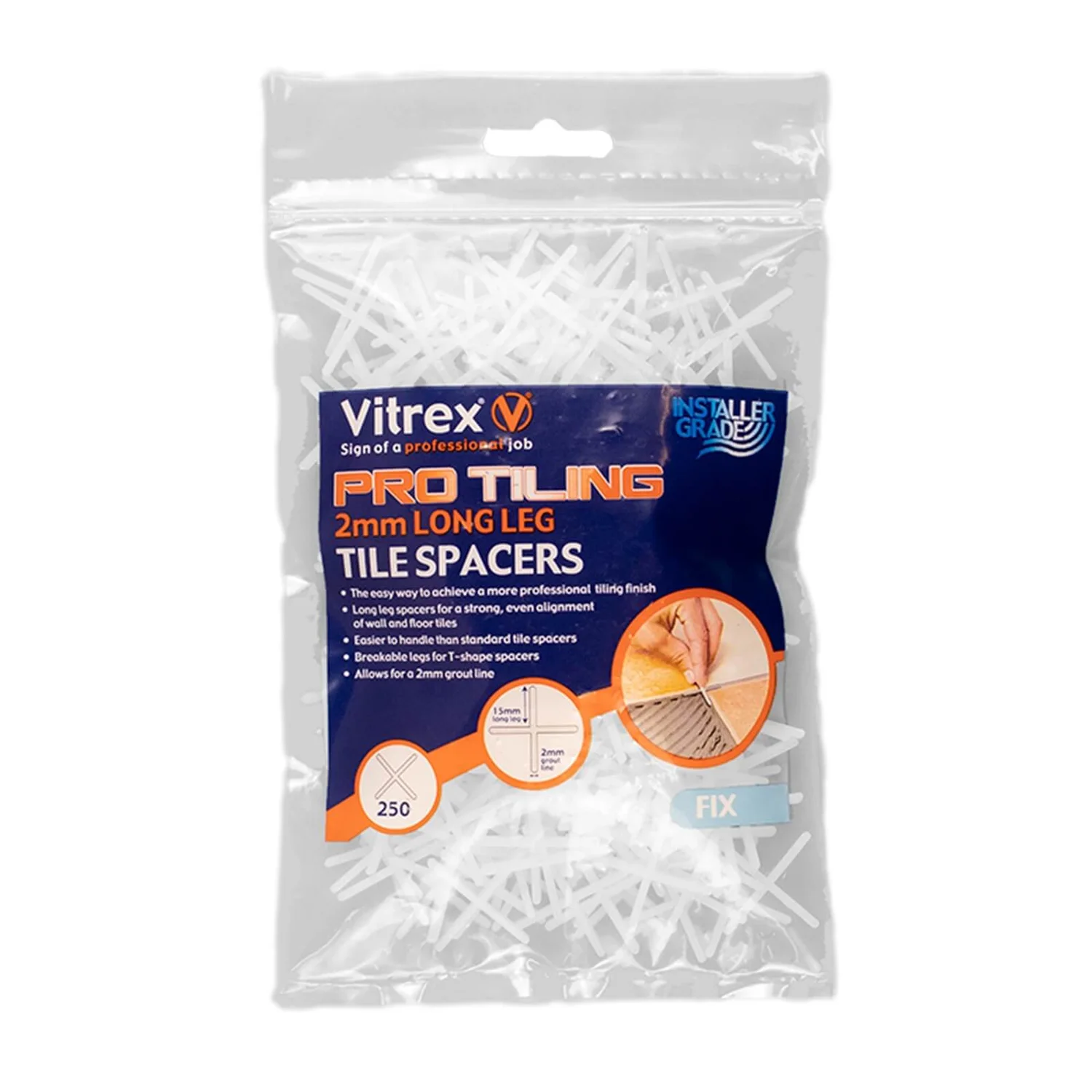 Vitrex Tiling Long Leg Spacers 2mm X250 - Image 2