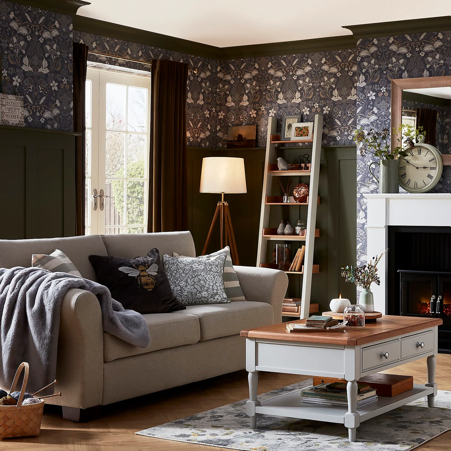 Bee Embroidered Velvet Cushion - Charcoal - Image 2