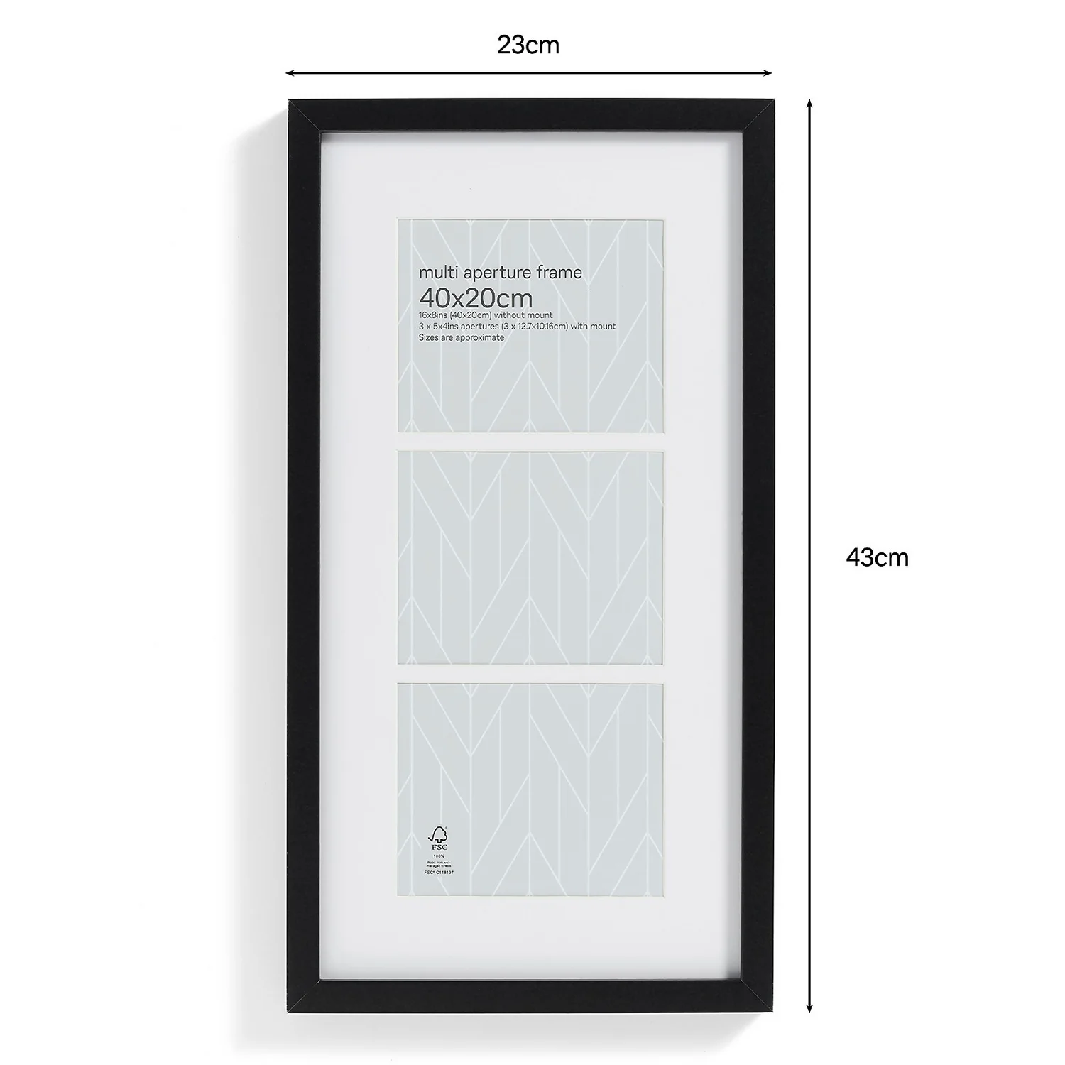 Box Photo Frame Multi Aperture - 40x20cm - Black - Image 2