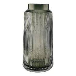 Ridged Glass Vase - Smoke