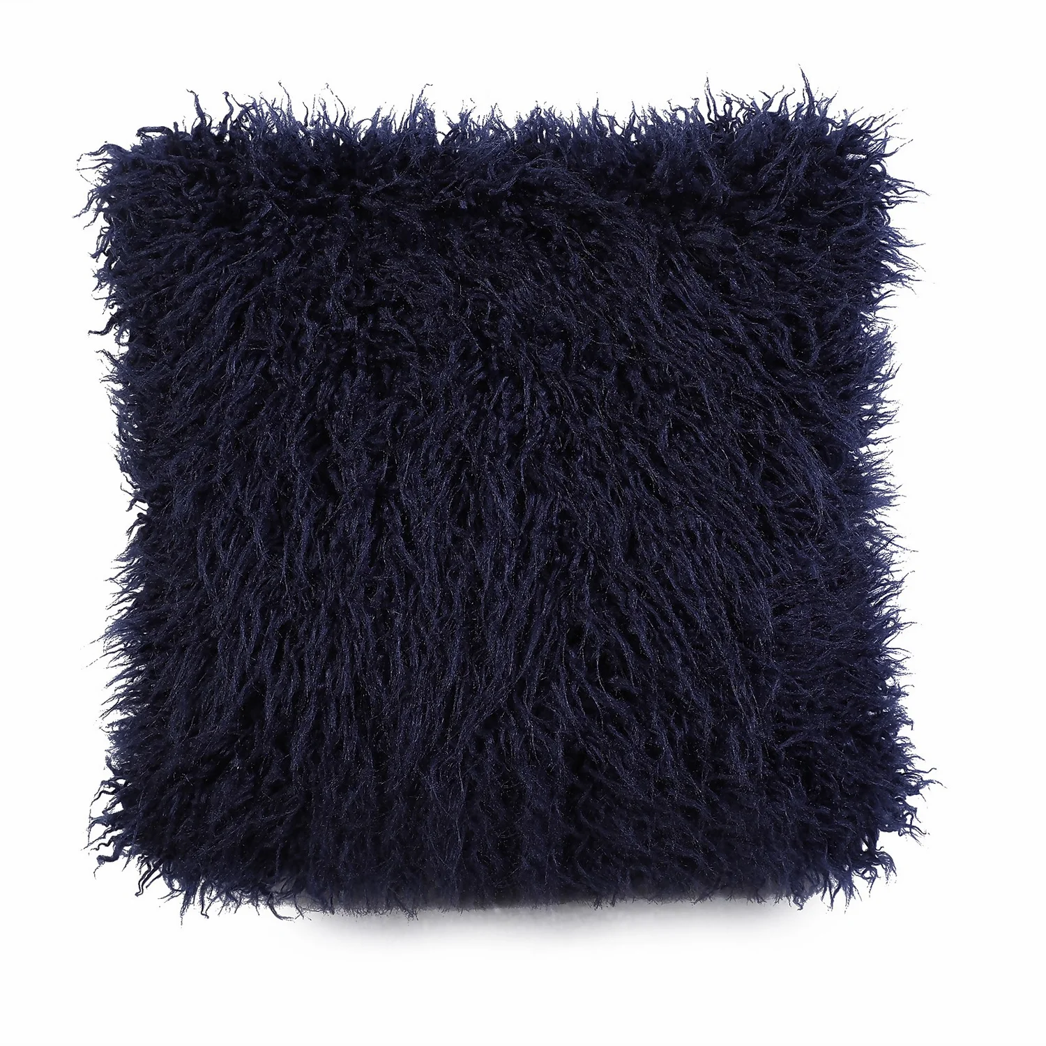 Navy Faux Mongolian Fur Cushion
