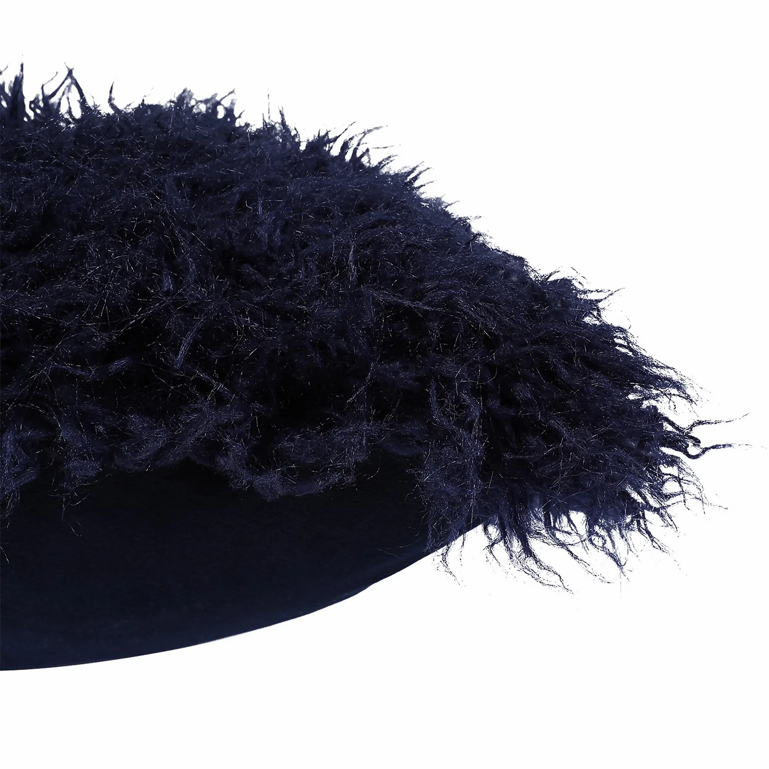 Navy Faux Mongolian Fur Cushion - Image 3