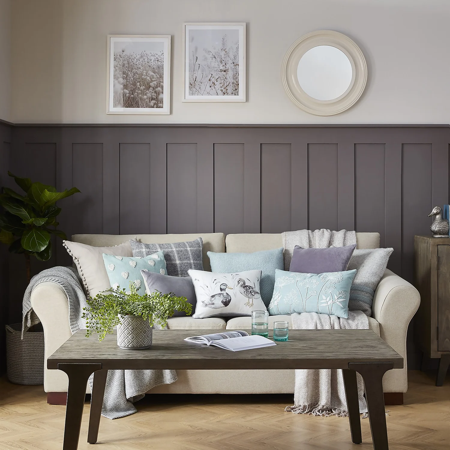 Country Living Wool Check Cushion - 50x50cm - Grey - Image 2