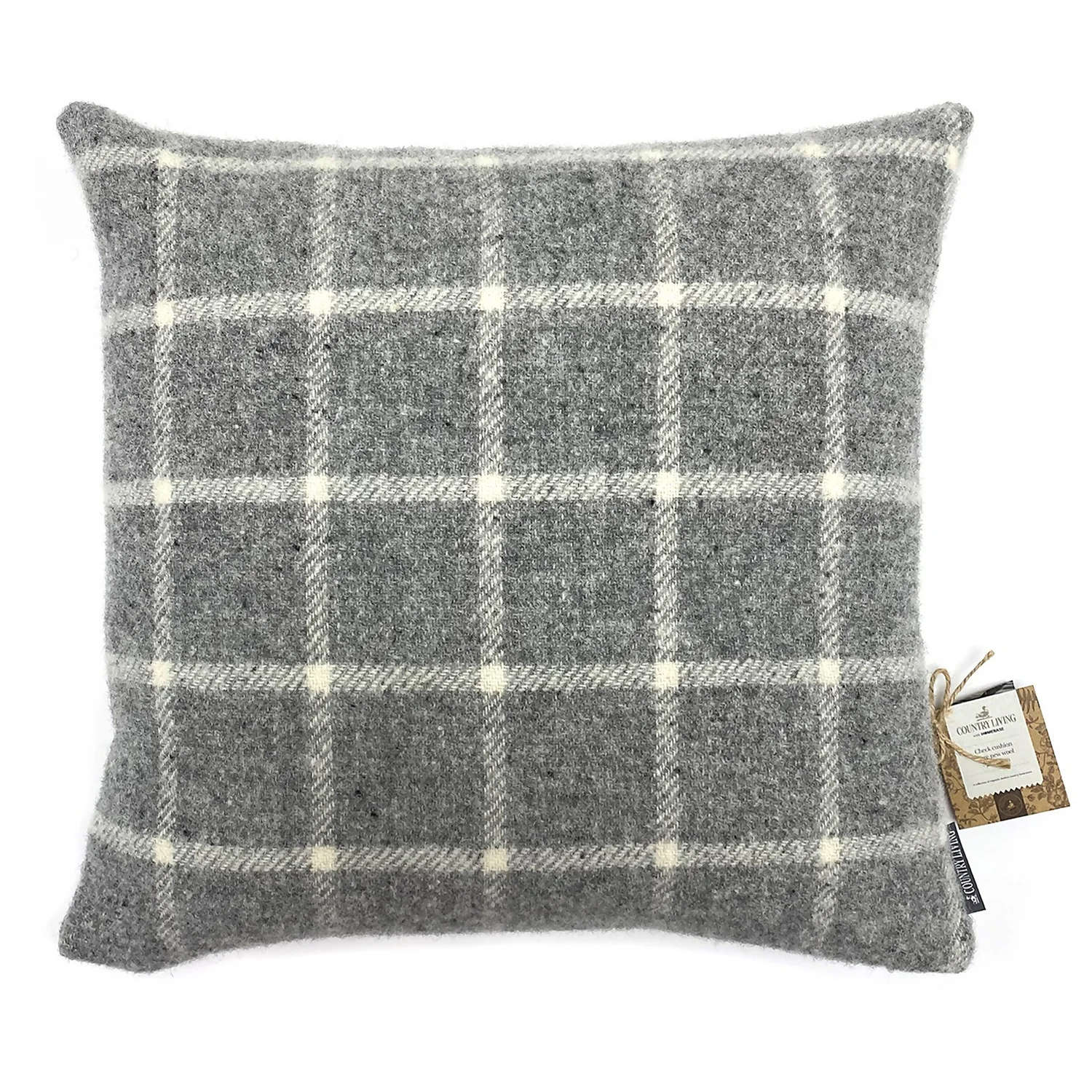 Country Living Wool Check Cushion - 50x50cm - Grey