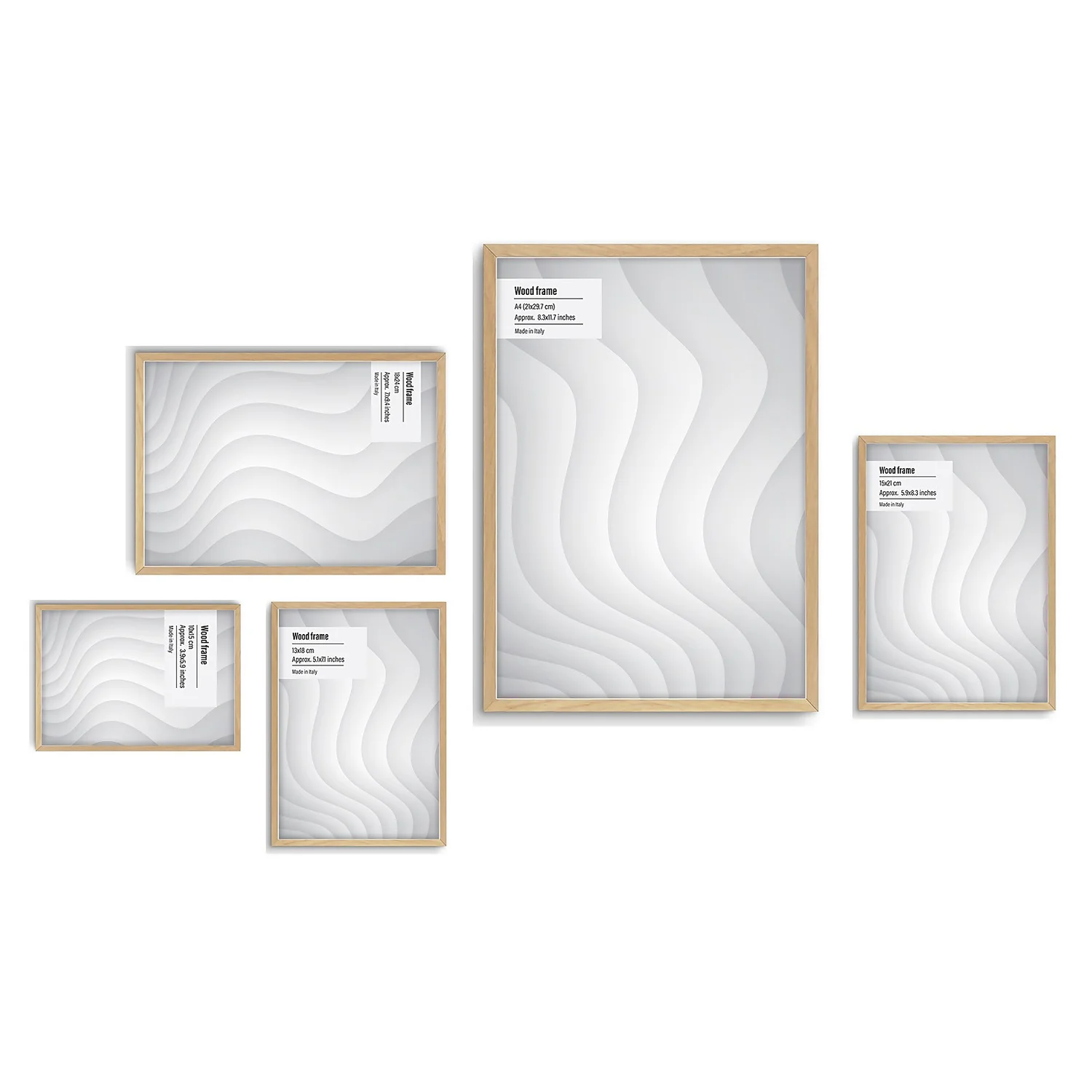 Wood Photo Frame - Set Of 5 - Oak