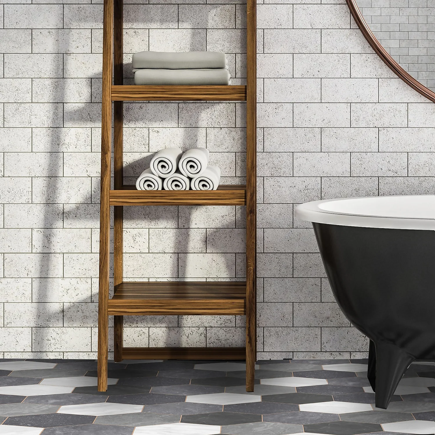 None Pembroke Hex Vinyl Sheet Flooring - 3x2m Roll