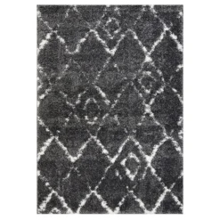 Deluxe Berber Rug - Charcoal & White - 120x160cm
