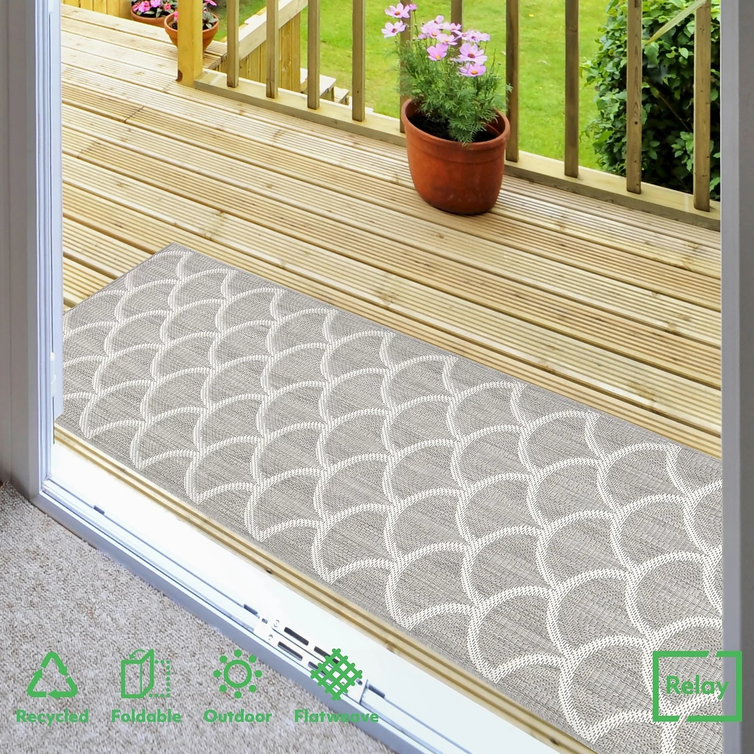 Relay Recycled Indoor/Outdoor Rug - Grey - 60x230cm - Image 2