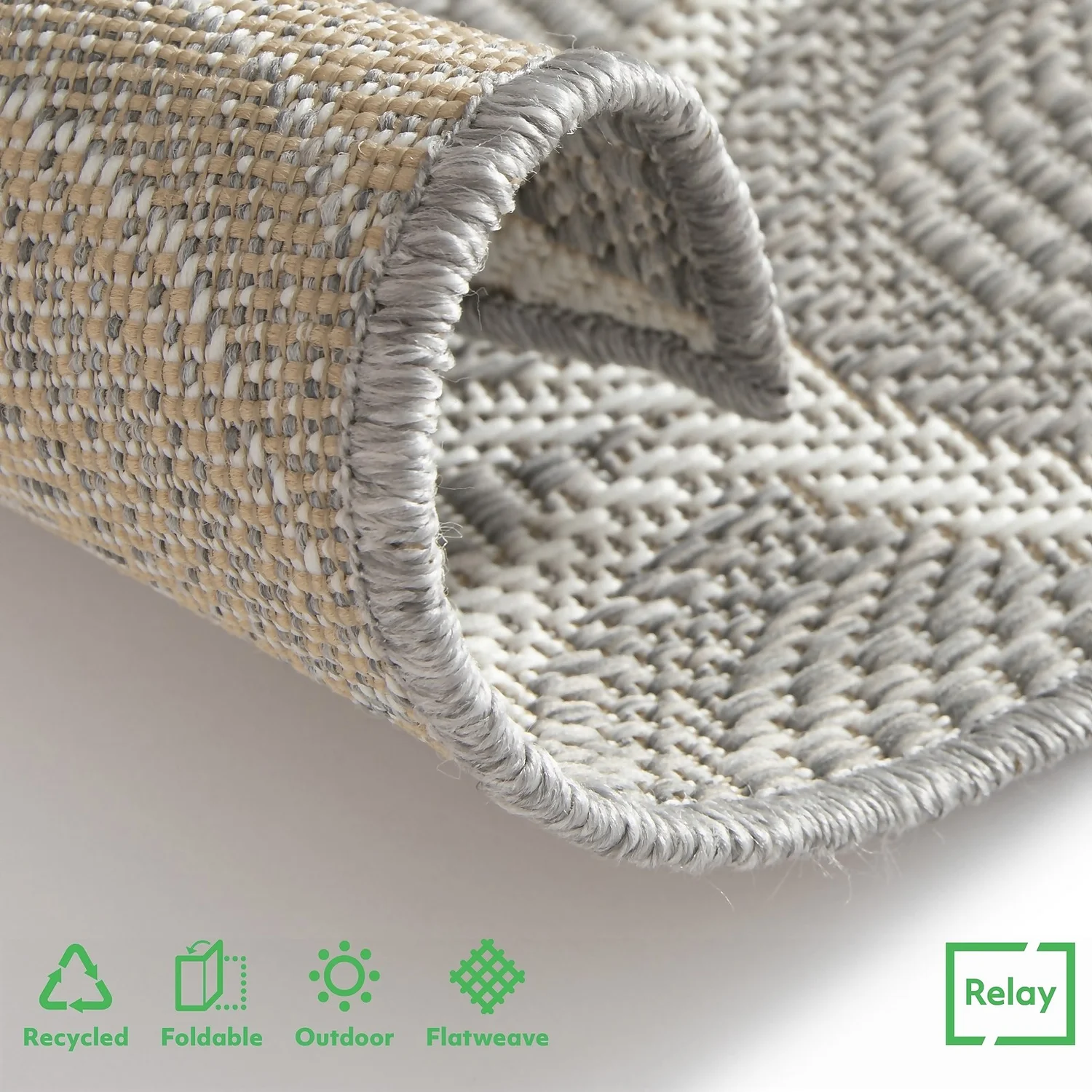 Relay Recycled Indoor/Outdoor Rug - Grey - 60x230cm - Image 4