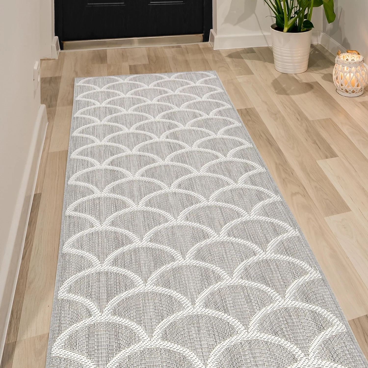 Relay Recycled Indoor/Outdoor Rug - Grey - 60x230cm - Image 3