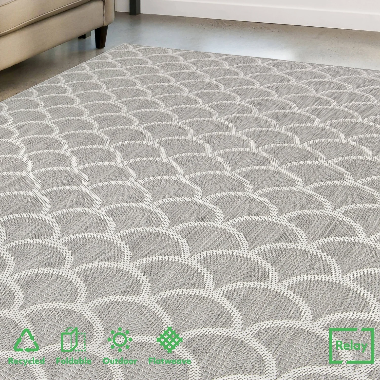 Relay Recycled Indoor/Outdoor Rug - Grey - 200x290cm - Image 2