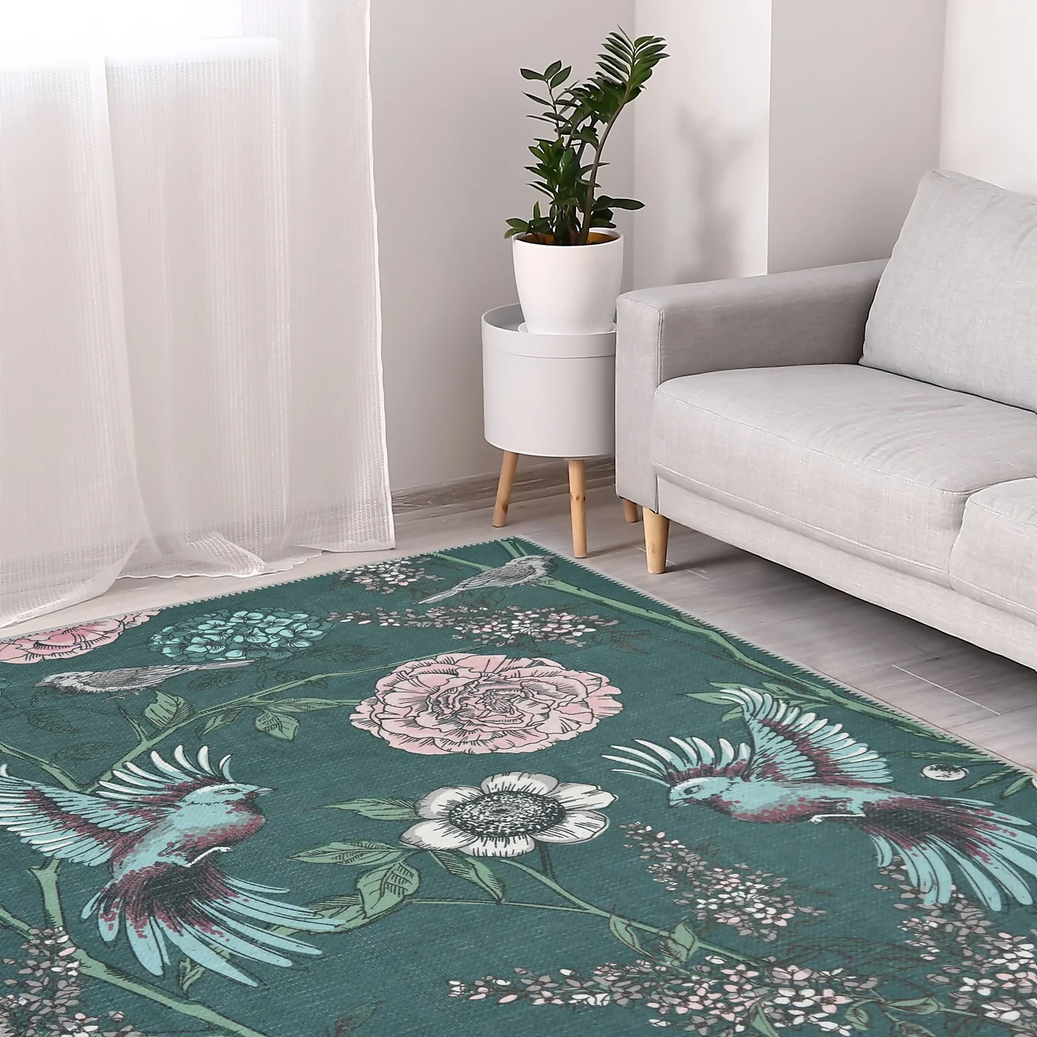 Opal Botanical Rug - Bottle Green - 135x195cm - Image 2