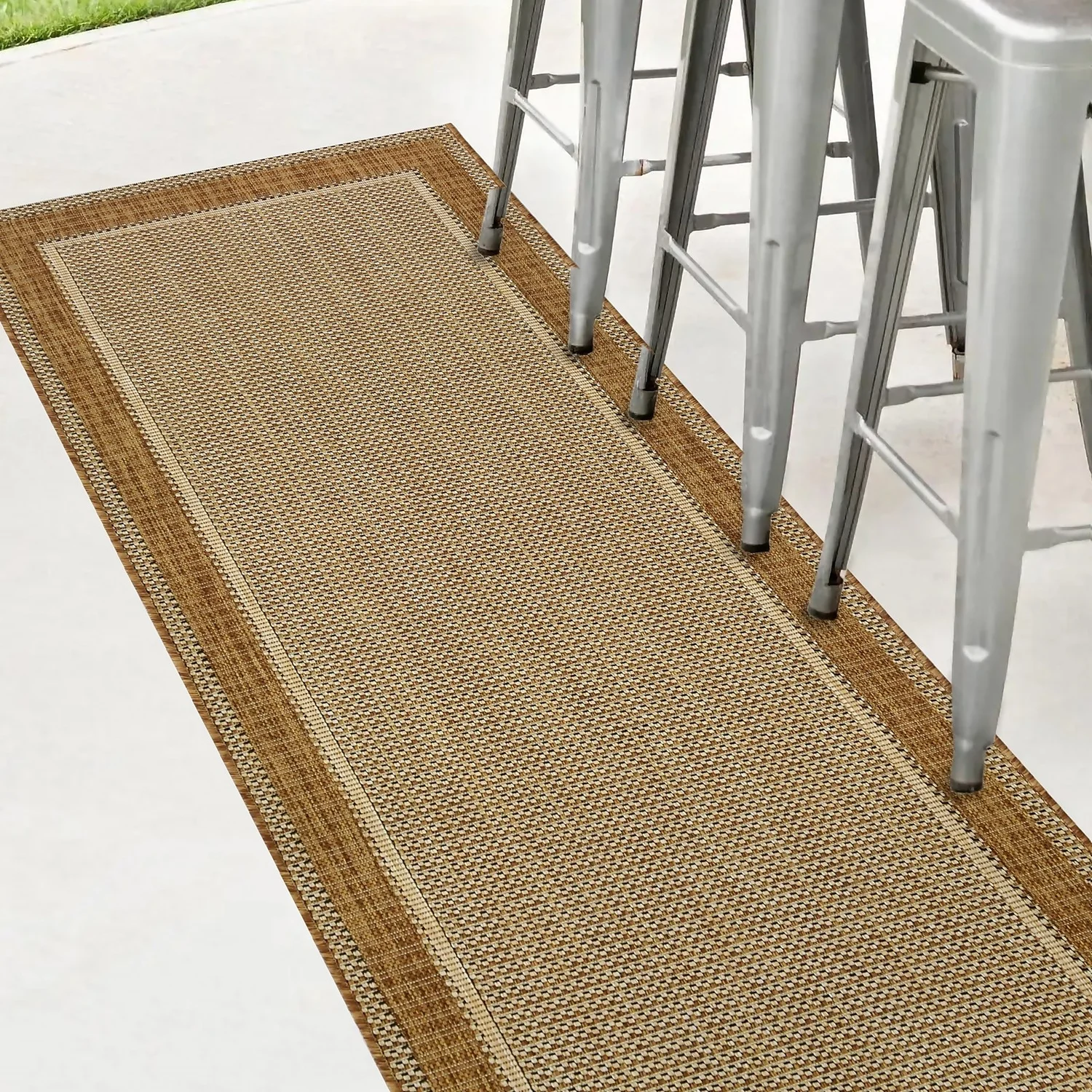 Denver Border Indoor/Outdoor Rug - Latte - 80x200cm - Image 3