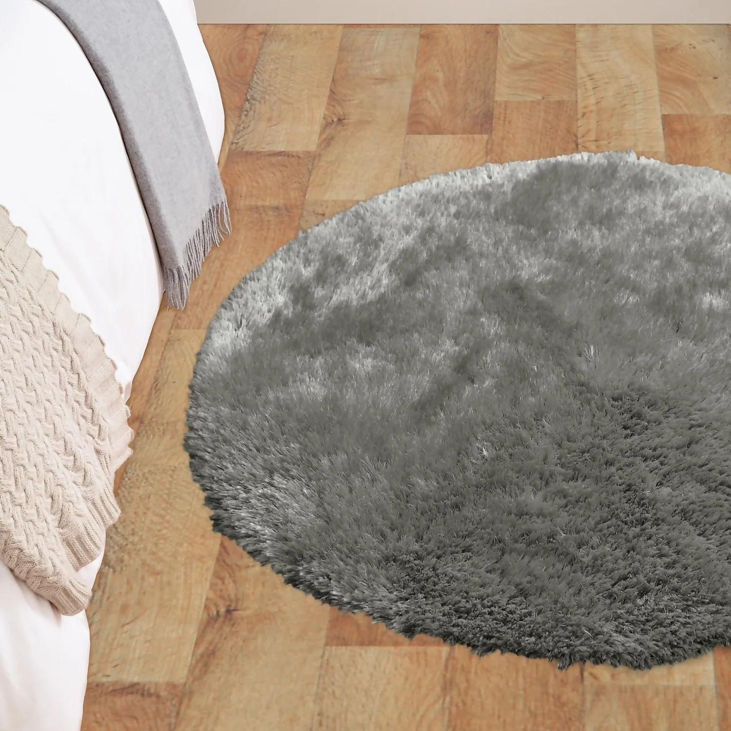 Soft Washable Circle Rug - Grey - 100cm - Image 2
