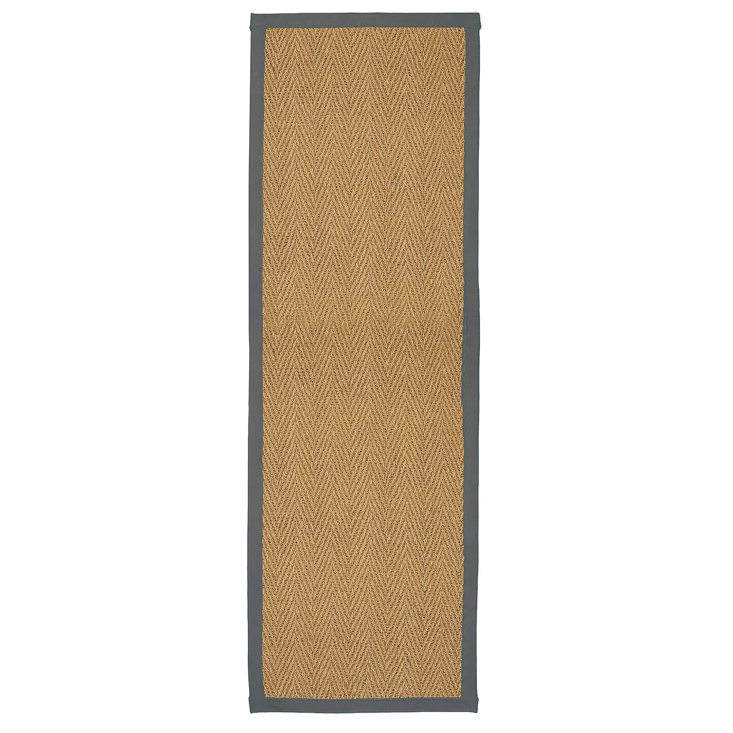 Herringbone Runner With Border - Grey - 60x180cm