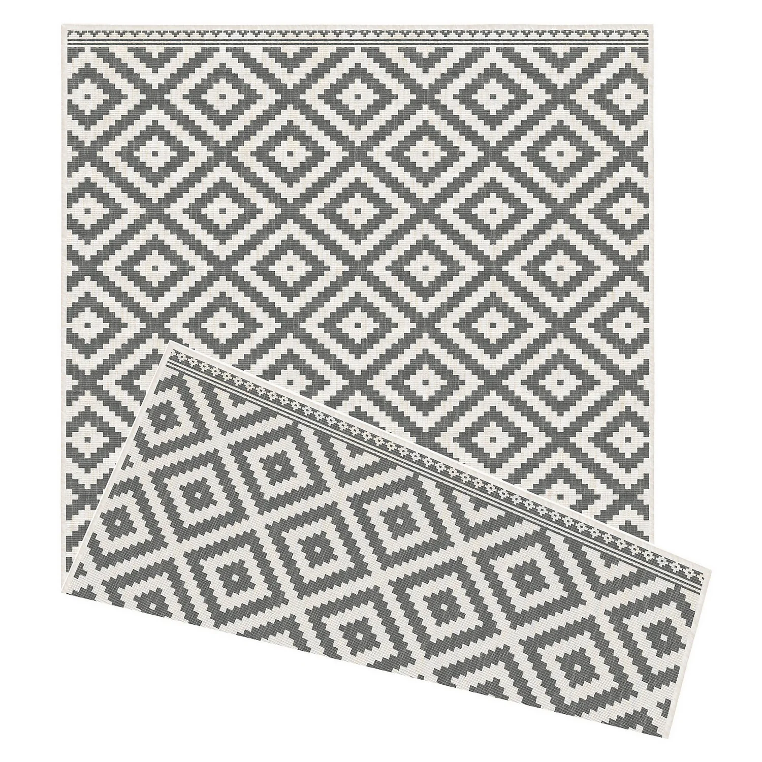 Duo Weave Indoor/Outdoor Rug - Geo Grey - 120x170cm