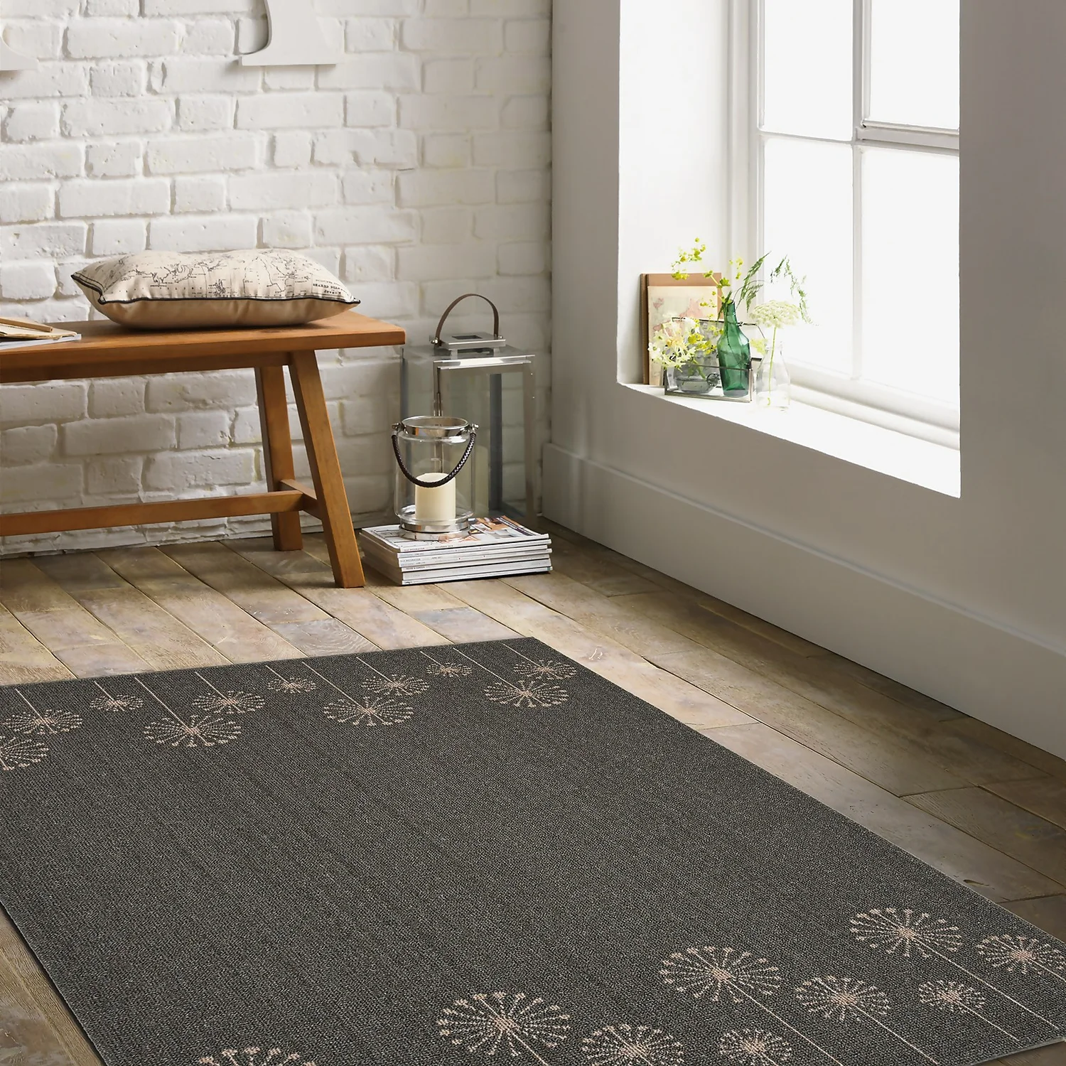 Geneva Washable Rug - Lead & Sand - 80x140cm - Image 2