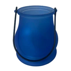 Biteshield Glass Tea Light Holder Blue With 6 Citronella Tea Lights Included