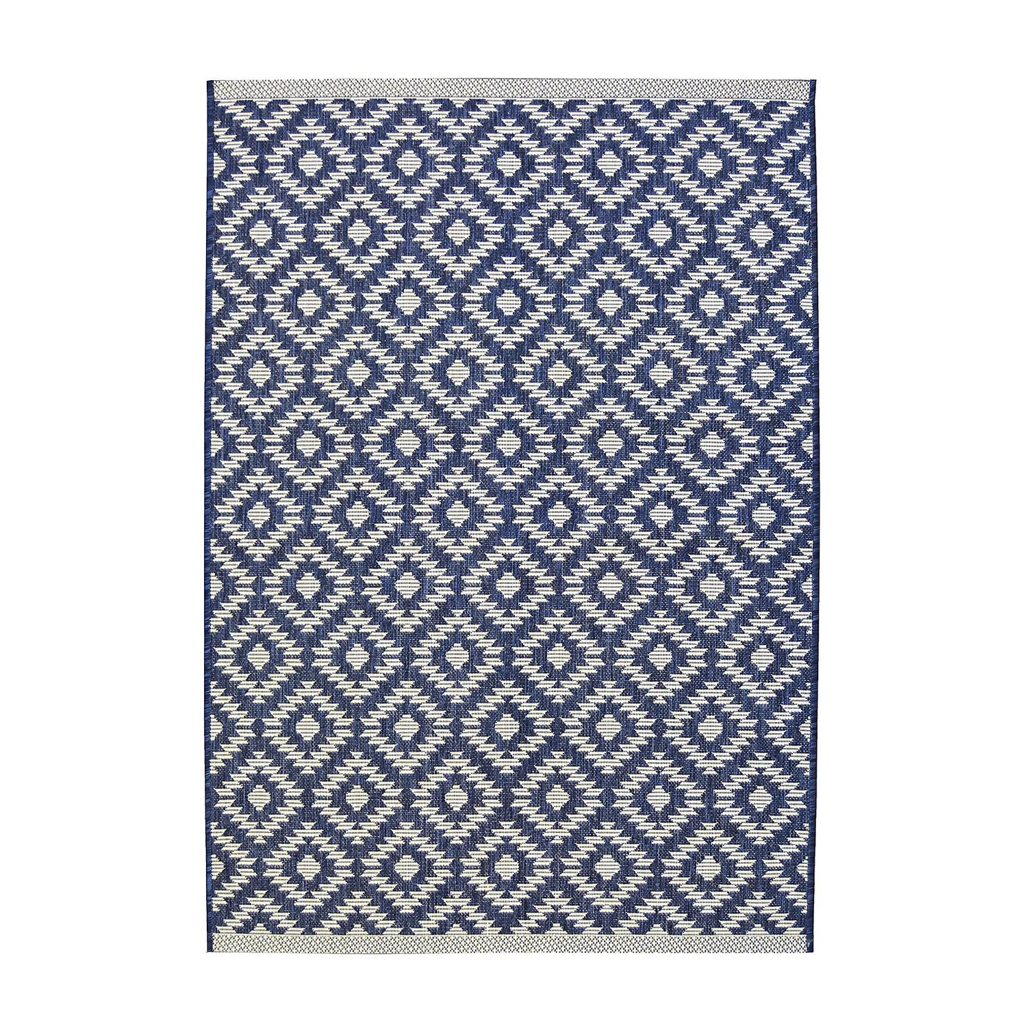 Indoor Outdoor Geo Rug - Navy - 120x170cm