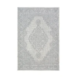 Indoor Outdoor Medallion Rug - Silver - 160x230cm