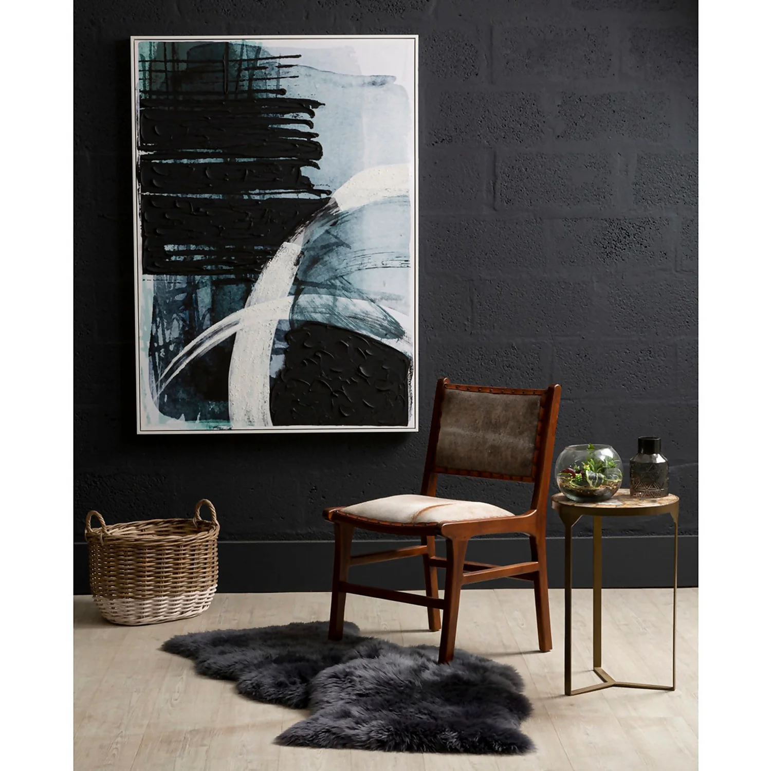 Astratto Wall Art Oil Painting - Blue & Black - 103x143cm - Image 2