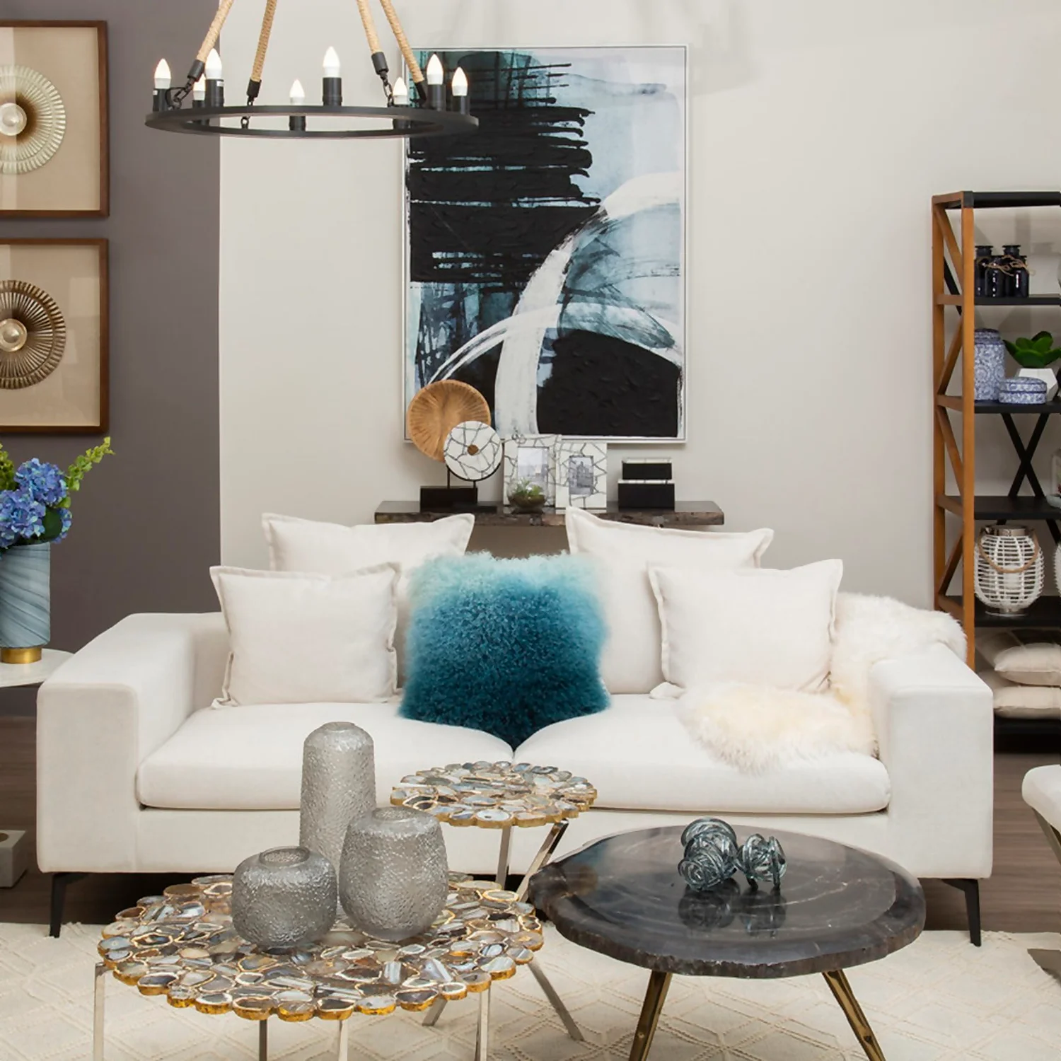 Astratto Wall Art Oil Painting - Blue & Black - 103x143cm - Image 4